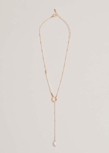 Phase Eight Short Pearl Larriat Jewellery Gold Canada | SELQMC-851